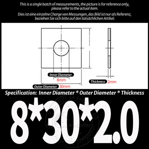 M3 M4 - M20 A2 304 STAINLESS STEEL SQUARE PLATE WASHERS THICK 1MM-5MM HEAVY DUTY - Picture 38 of 79