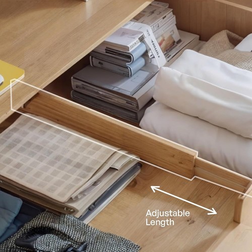 TARUNMO Longer Bamboo Drawer Dividers Organizers, Set of 4 Large, Adjustable - Picture 2 of 6