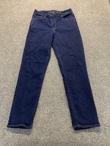 American Eagle Mom Damenjeans 12 x-lang blau dunkle Waschung Denim Stretch 32 Schrittlänge