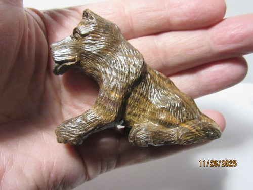 Tiger Eisen Tigerauge handgeschnitzt Hund 2 5/8" Figur Sammlerstück TEHCDC-19er Jahre - Bild 1 von 18