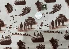 United States Military Army Cotton Fabric 1 3/8 Yard 44" Wide Quilting