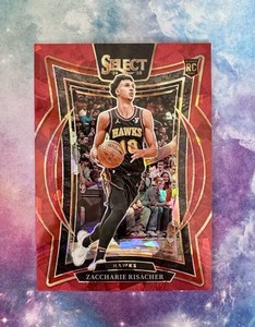 2024-25 Panini Select Concourse Zaccharie Risacher #86 Red Cracked Ice Prizm RC