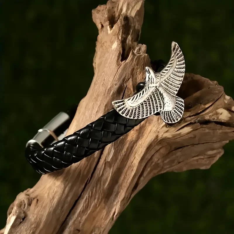 🦅 Herren Lederarmband Metalllegierung Adler Magnetverschluss Geschenk Männer - Bild 2 von 4