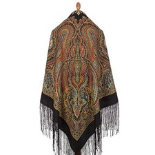 Pavlovo Posad Wool Shawl 1539-18,                   58x58" 148x148cm 