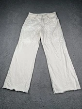 Mother Maven Ankle Fray Jeans Womens 27 Beige Mid Rise Loose Fit Denim