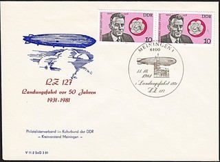 ✈ LZ 127 Landungsfahrt 50J. "Meiningen" H/L T. V Nr. 113 !! ZEPPELIN SoStpl.