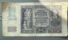 Poland 20 Zlotych 1940 Bank Note Bill 