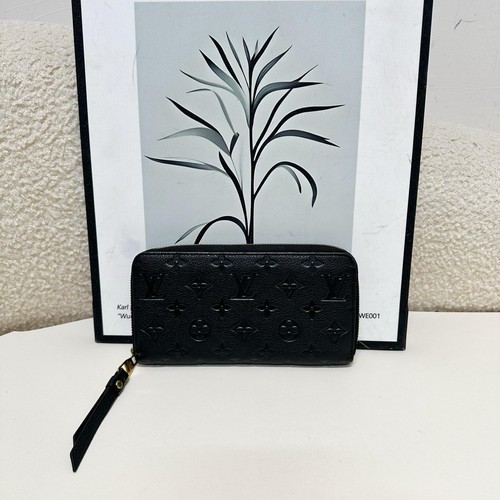Louis Vuitton Zippy Wallet 'Black Monogram Embossed Empreinte Cowhide#76G5Q