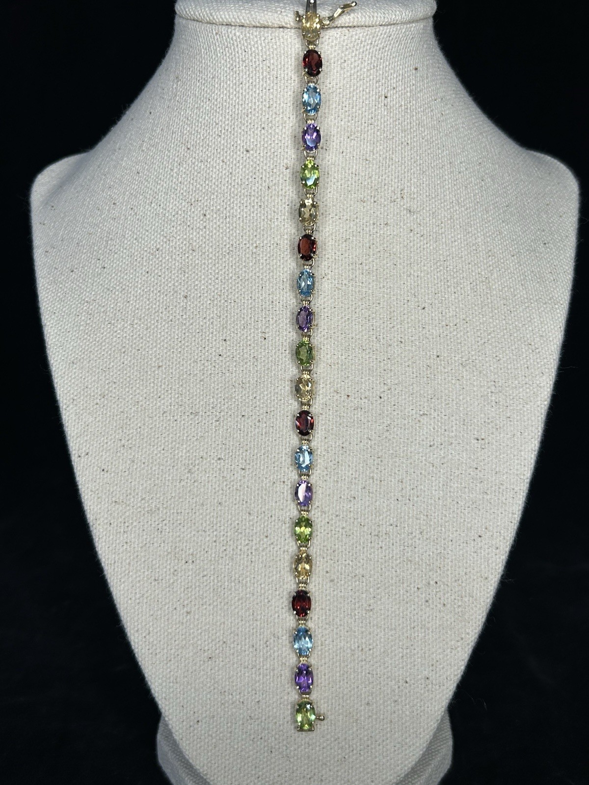 10K SOLID YELLOW GOLD  OVAL-CUT MULTI-GEMSTONE TE… - image 1