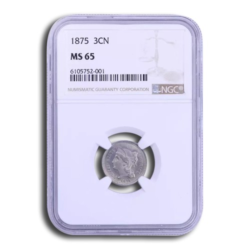 1875 Three Cent Nickel MS-65 NGC - Picture 1 of 3