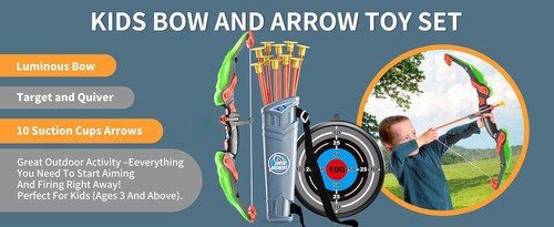 TEMI LED Super Archery Kit Kids Bow and Arrow Toy with Light, Suction Cup Arrows - Picture 9 of 10
