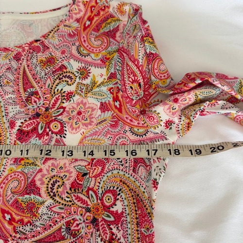 T-shirt manica lunga Talbots Wms Petite Med colorata paisley cotone elasticizzato - Foto 6 di 6