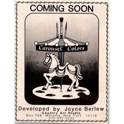 Coming Soon Carousel Colors Developed By Joyce Berlew Moravia NY 1982 Ad SAH7-M6