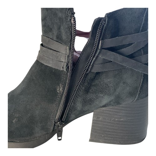 Geborene BOC Damen-Stiefeletten mit Reißverschluss Booties Größe 8,5 schwarzes Wildleder klobiger Absatz Schuhe - Bild 9 von 23
