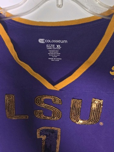 Damen T-Shirt XL Jersey Style LSU Pailletten - Bild 3 von 3