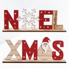  2pcs Christmas Letters Ornaments Noel Snowflake and Xmas Santa Wood Sign