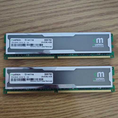 Mushkin Enhanced Silverline DDR2-800 RAM 4GB Kit (2x2GB) PC2-6400 5-5-5-18 1.8V - Picture 2 of 7