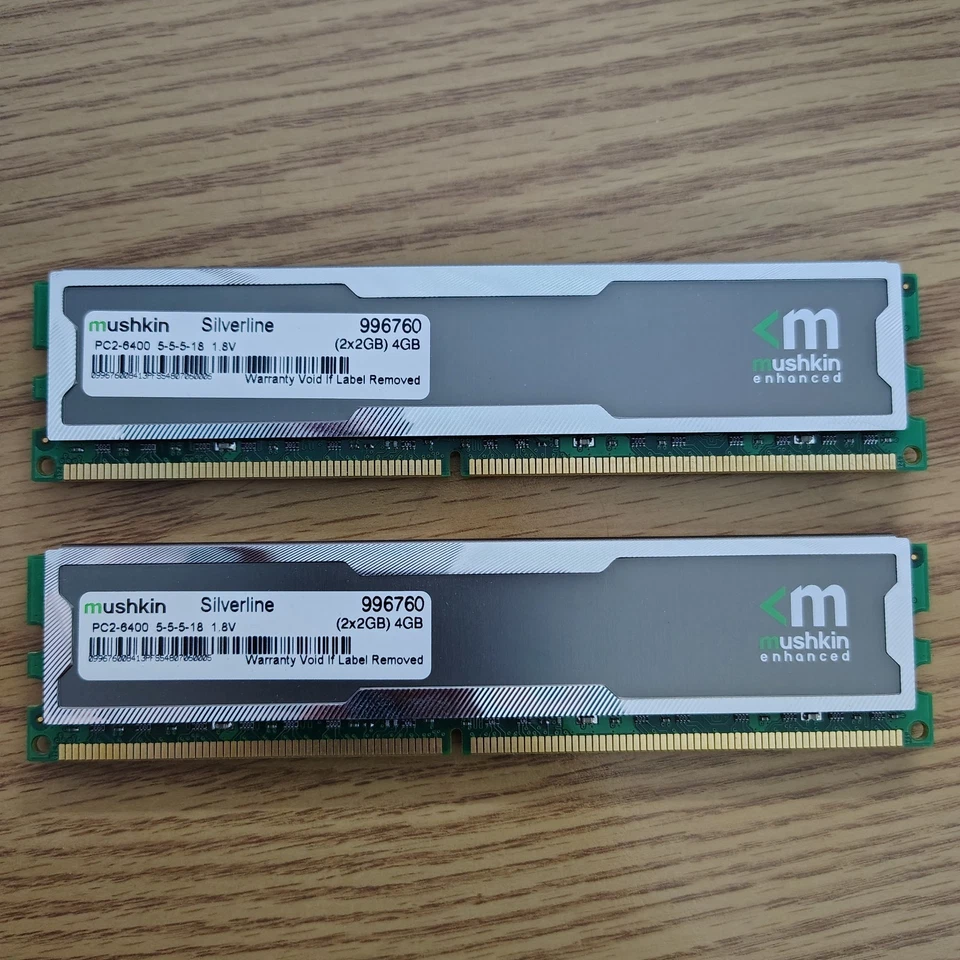 Mushkin Enhanced Silverline DDR2-800 RAM 4GB Kit (2x2GB) PC2-6400 5-5-5-18 1.8V - Image 2 of 4