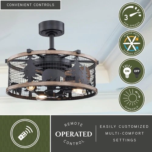 VAXCEL Kodiak 21 in. Oil Rubbed Bronze and Burnished Teak Indoor Rod Mount Rusti - Picture 3 of 6