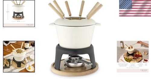 Elegantes 8,5" Emailliertes Gusseisen Fondue Topf Set für Schokoladen- & Käseliebhaber - Bild 2 von 12