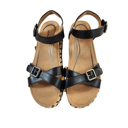 Sandali Aetrex Paula neri in pelle plateau zeppa donna US 10 supporto arco nuovi senza scatola - Foto 3 di 9