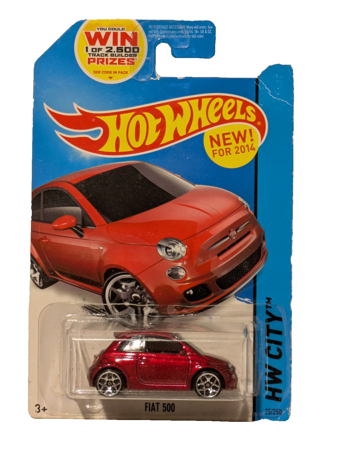 2014 Hot Wheels HW CITY #25/250, Red Fiat 500, NEW/MOC/NIP, 1:64 Diecast
