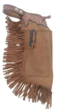 Elegant Suede Leather Tooled Chinks/Chaps For Trail Riding Free Shipping