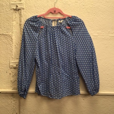 Hush Uk 10 Spring Print Blouse Cotton Blend Summer Travel Long Sleeve Occasion