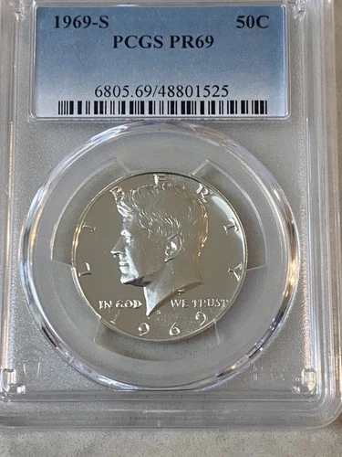 1969 S Proof Kennedy Half Dollar 40% Silver  PCGS PR69