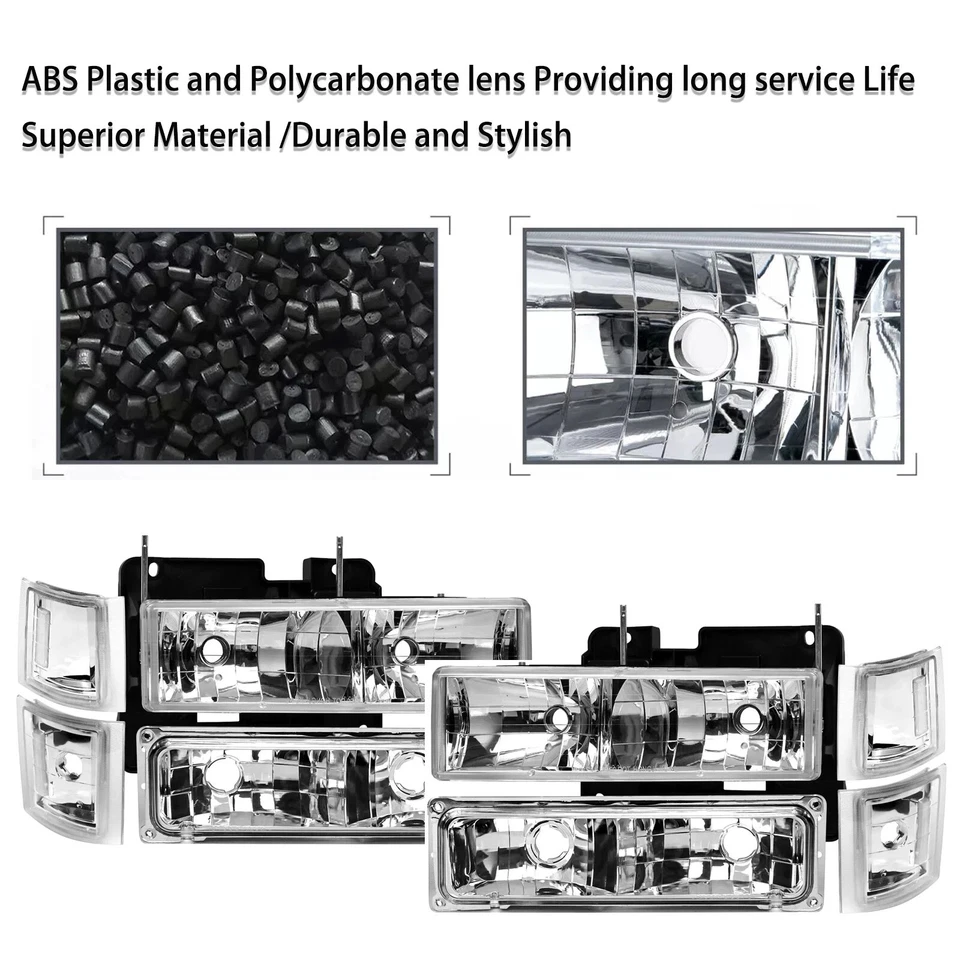 Headlights Assembly for 94 95 96 97 98 99 Chevy Silverado/C10 C/K 1500 3500 2500 - Image 3 of 4