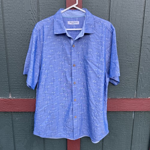 Tommy Bahama Shirt Large Mens Island Zone Palm Tree Button Down Nice!! - Picture 1 of 8