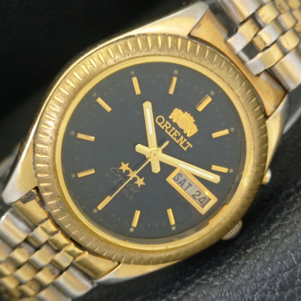 GENUINE JAPAN VINTAGE WATCH AUTOMATIC ORIENT a703497-1 MENS 46943 CRYSTAL - vintagewatches.pk