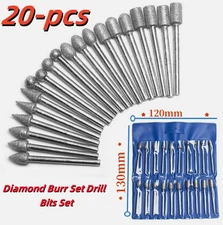 20Pcs 120 Grit Diamond Burr Set Drill Bits Set for Dremel Tool Rotary Grinding