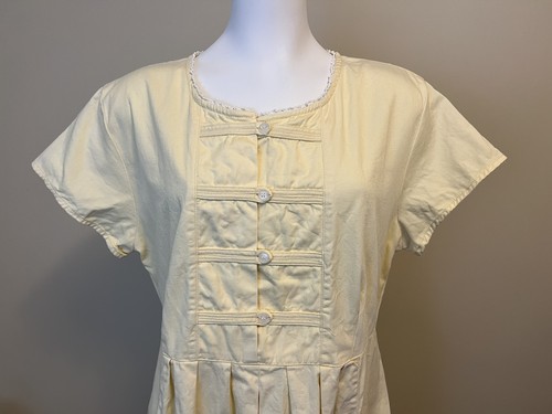 Vestido Cottagecore Vintage FADS Amarillo Algodón Manga Corta Talla 16 - Imagen 2 de 5