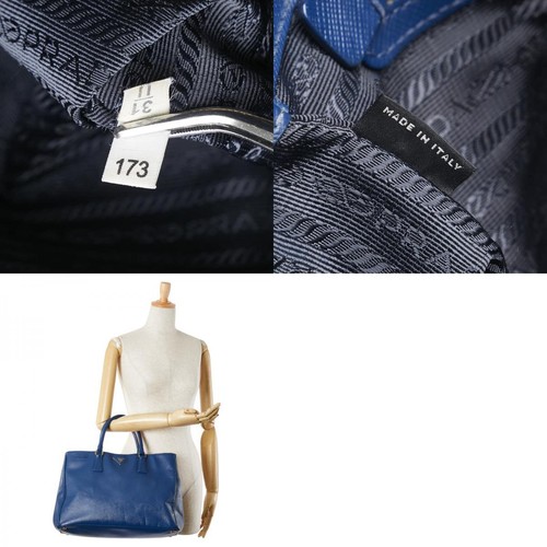 Bolso de Mano PRADA Triángulo Logo Placa Saffiano Cuero Azul para Mujer s PRADA U - Imagen 10 de 10