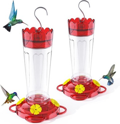 Hummingbird Feeders for Outdoors, Plastic Humming Bird Feeder with Ant Moat &