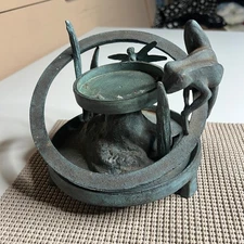 Rare VTG San Pacific Internat Frog Candle Holder Metal Sculpture SPI USA Decor