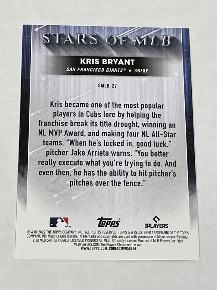 2022 Topps Baseball Stars of MLB - Kris Bryant - San Francisco Giants - Image 2 of 2