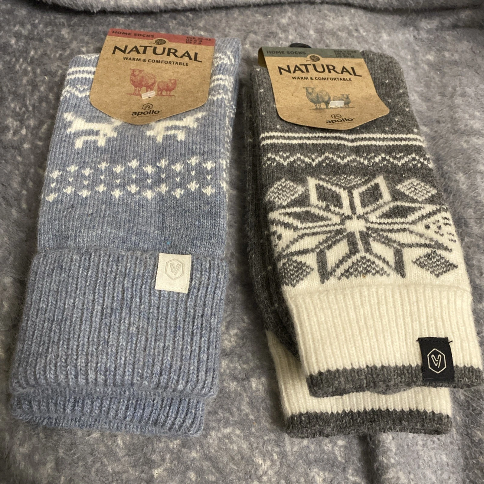 2 PAIRS : Natural Socks UK 9 - 12 & 6-8 Bnwt