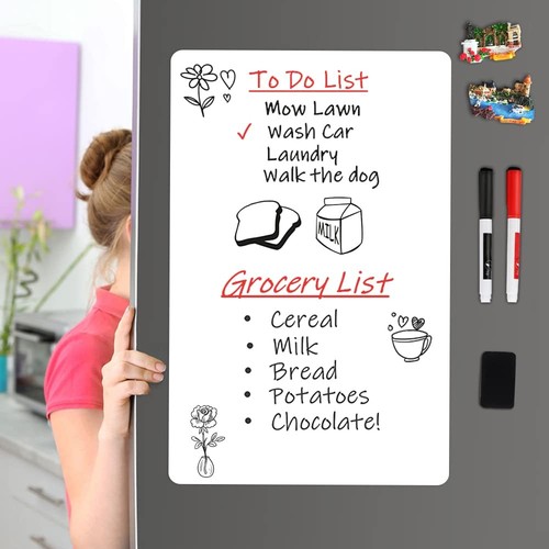 Magnetic Dry Erase Board Fridge White Board Sheet 20 x13 inch, Flexible Large... - Picture 3 of 7