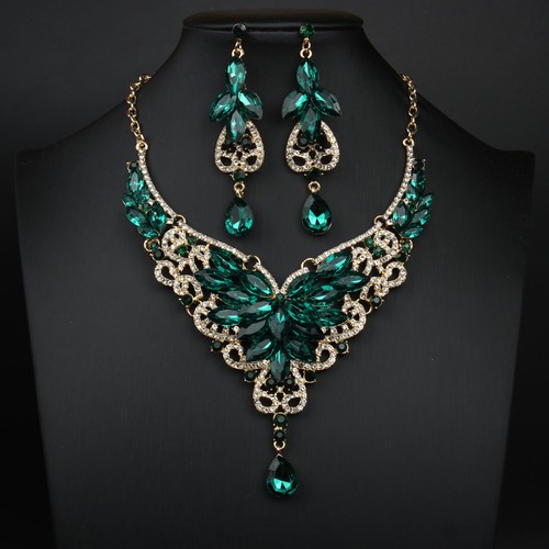 Juego de pendientes collar de cristal de lujo banquete nupcial fiesta mujer regalo de Navidad - Imagen 28 de 30