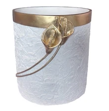 Decorative Trash Can Elegant Resin Carved Waste Basket 8"x10" Trash Bin Decor...