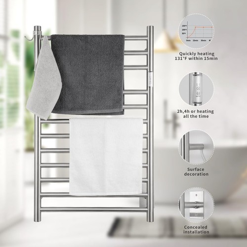 Wandmontierter Handtuchwärmer 12 Stangen mit Plug-in und fest verdrahteten Optionen 3 Workin... - Bild 3 von 6