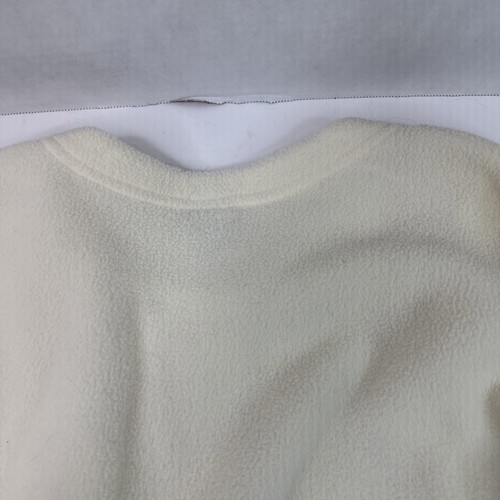 L.L Bean Womens Cardigan Medium Cream Fleece Floral Embroidered Button Polartec - Picture 10 of 10