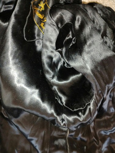 ANNIS FURS women's S Vintage '40s SOFT black rex fur long coat Great hardware! - Picture 17 of 19