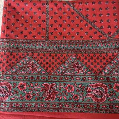 Rot Grün Blumen Tischdecke Hergestellt in Frankreich Rot 65" Quadratisch Stern Baumwolle - Bild 13 von 15