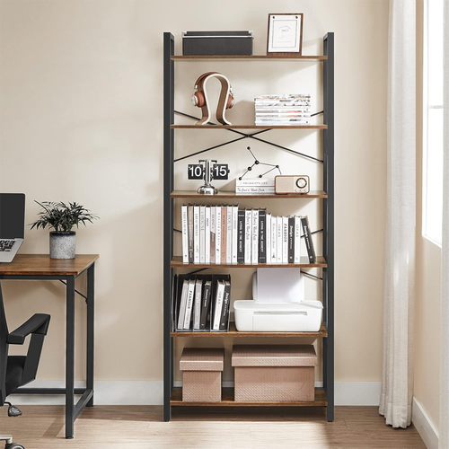 4/6 Tier Ladder Bookcase Shelving Unit Wooden Open Shelves Display Storage Tall - Picture 17 of 20