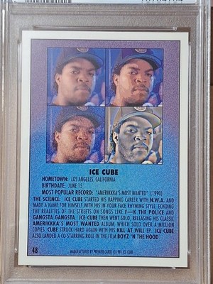 1991 ICE CUBE RAP PACK RAPPER ACTOR CARD #48 PSA 8 GRADED BOYS N