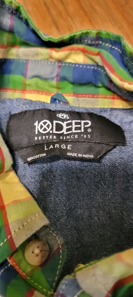 Camisa 10 profundos a cuadros con botones para hombre talla grande multicolor ropa de calle algodón Foto 3 de 4