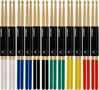 Suwimut 12 Pairs Drum Sticks with Non-Slip Rubber Handle, Classic 7A Maple Wood